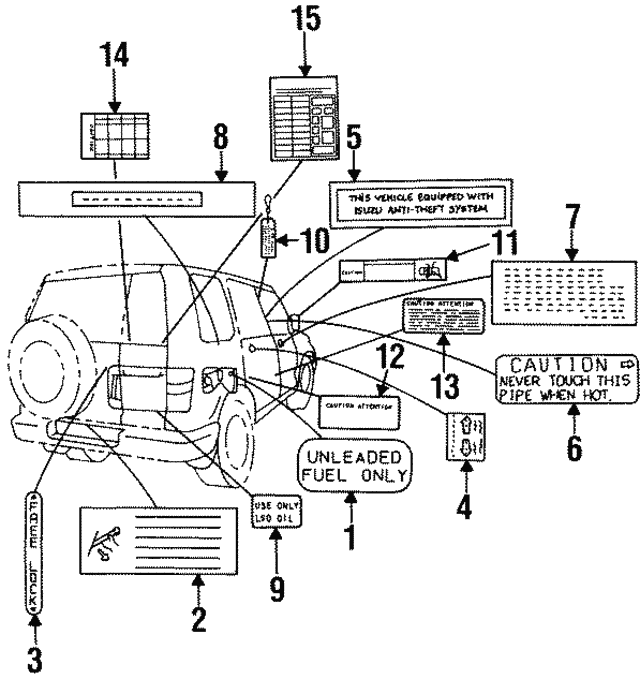 19921999 Isuzu Trooper Caution Label 8971080350 Isuzu Parts Center