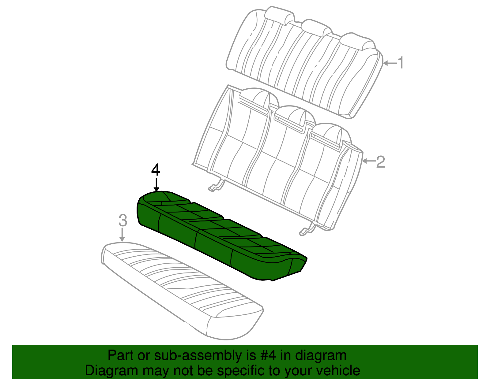 Pad Assembly, R/Seat Cushion (Fixed) - GM (88899708)
