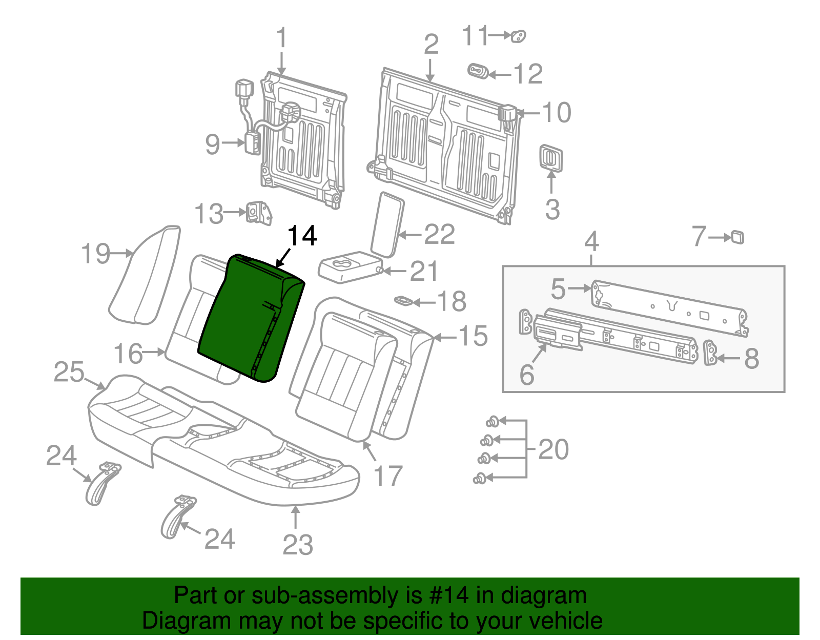Pad Assembly, R/Seat Black Cushion - GM (90585108)