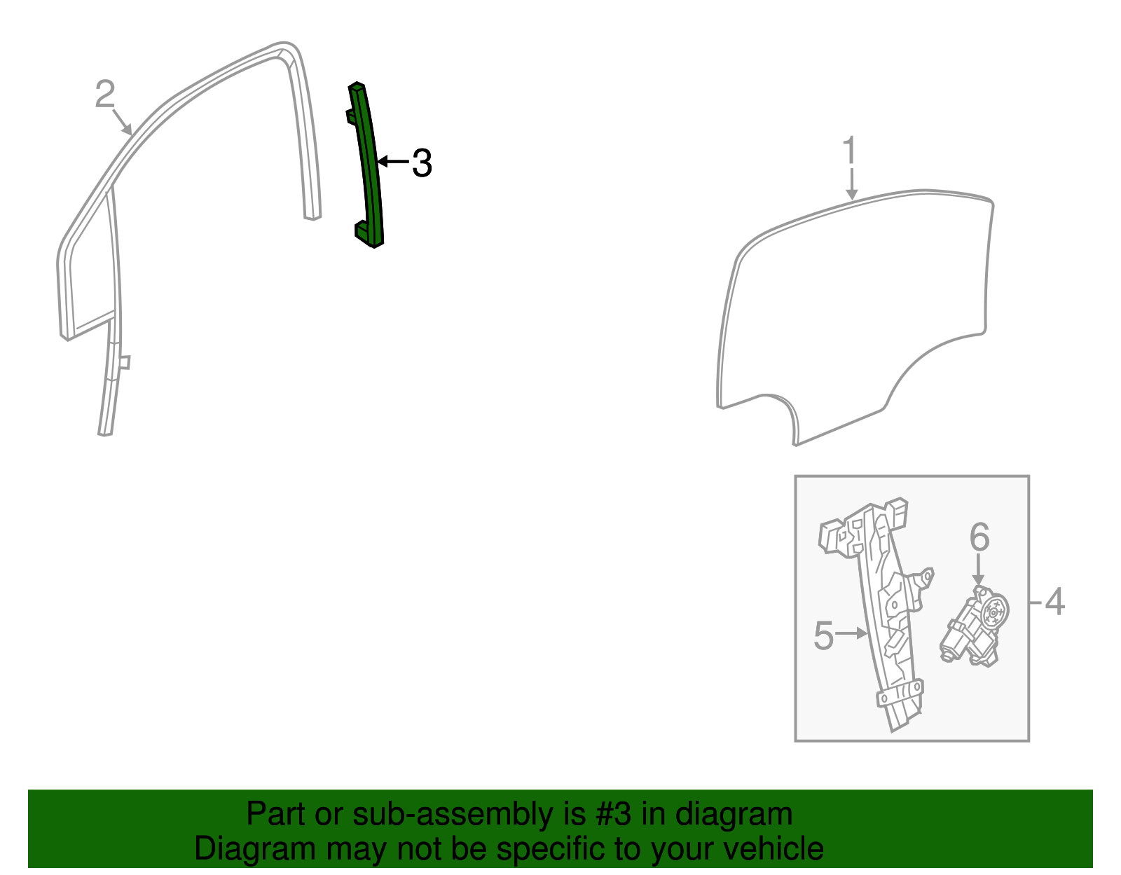 Front Driver Side Door Window Rear Guide - GM (95374833)