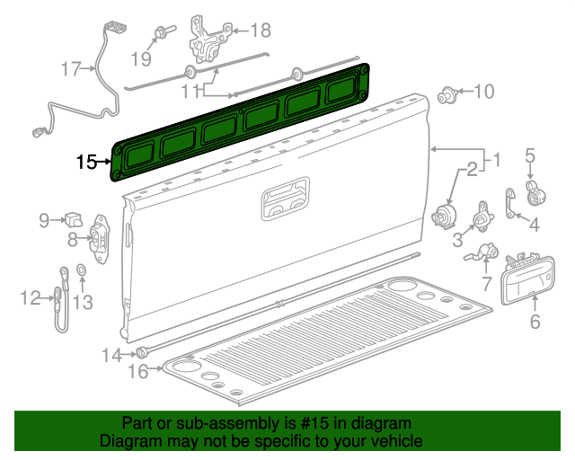 20142019 GM Pickup Box Tailgate Access Hole Cover Panel 22970872