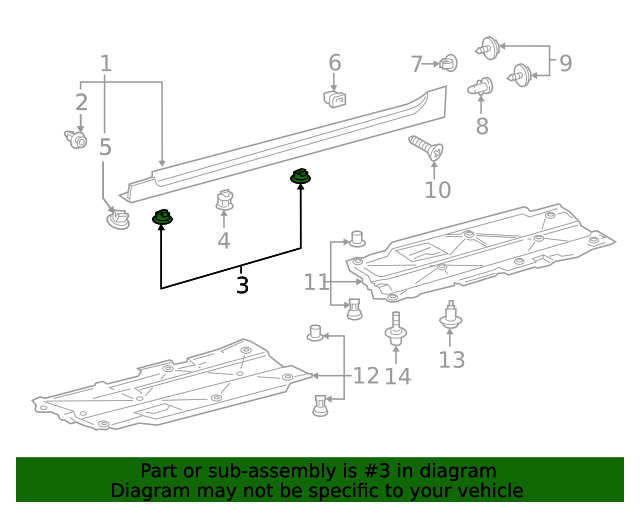 9046722014 Rocker Panel Molding Clip 20162023 Toyota Sparks Parts