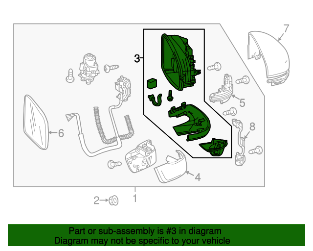76255T5RA01 Left (Drivers) side Mirror Housing Set 20152020 Honda Fit Genuine Honda Parts