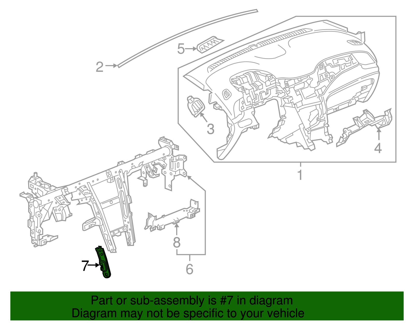 Driver Side Instrument Panel Tiebar Bracket - GM (95271222)