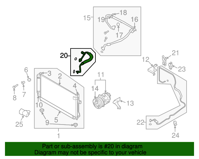 20032007 Subaru Forester AC Hoses 73421SA000 QuirkParts