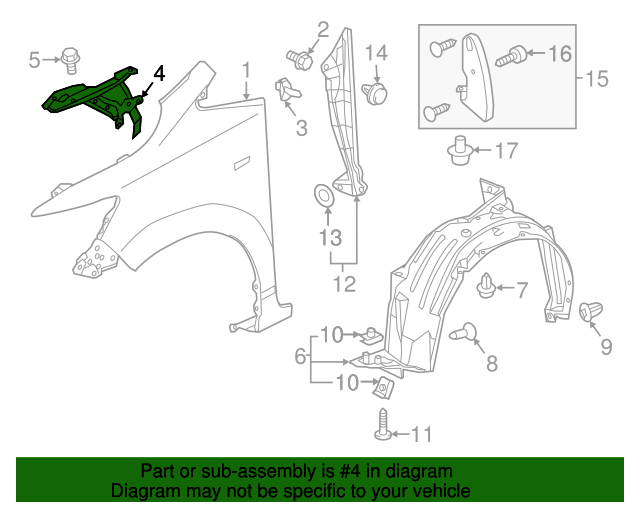 Original Bracket L Front Fender For 15 Honda Fit Oem Part T5r A00zz Checkered Flag Honda