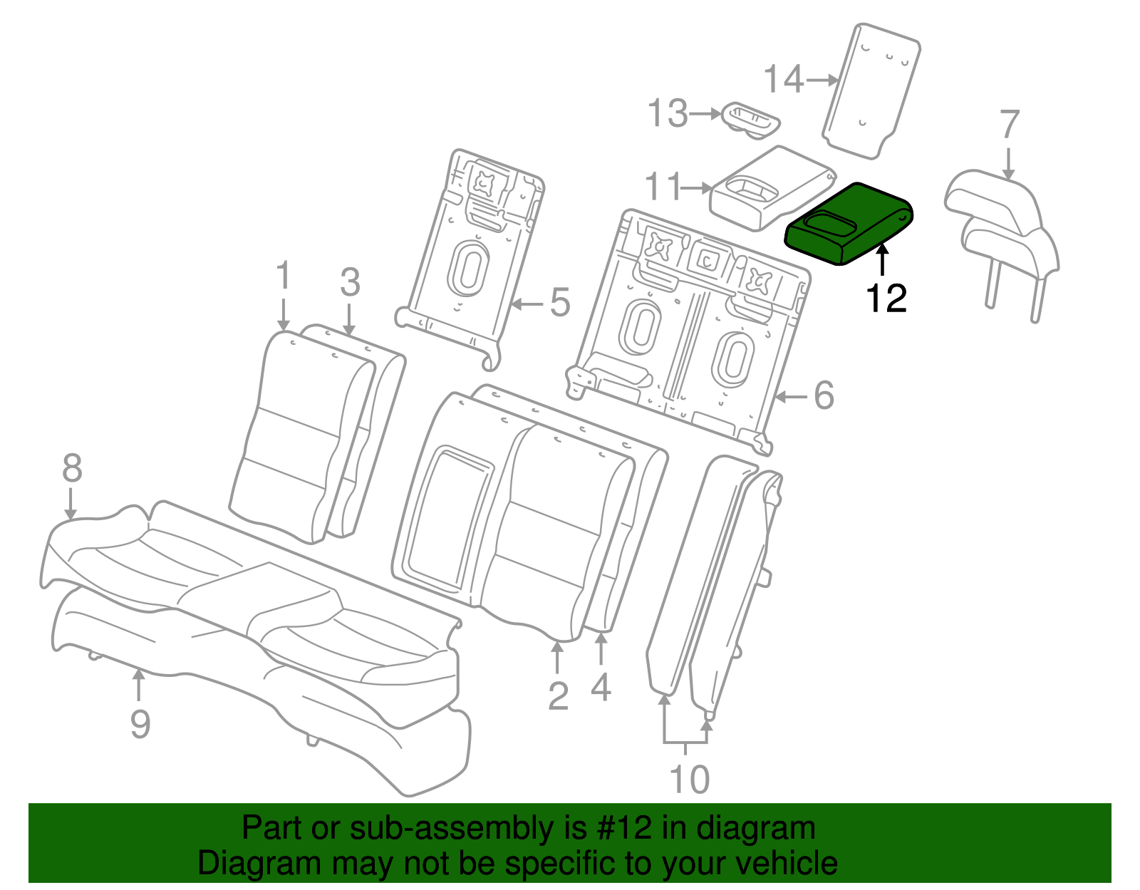 Armrest Base - Ford (YW4Z-5467204-AA)
