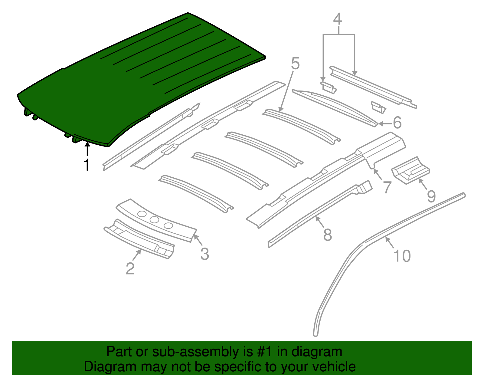 Roof Panel Assembly with Studs - GM (88979791)