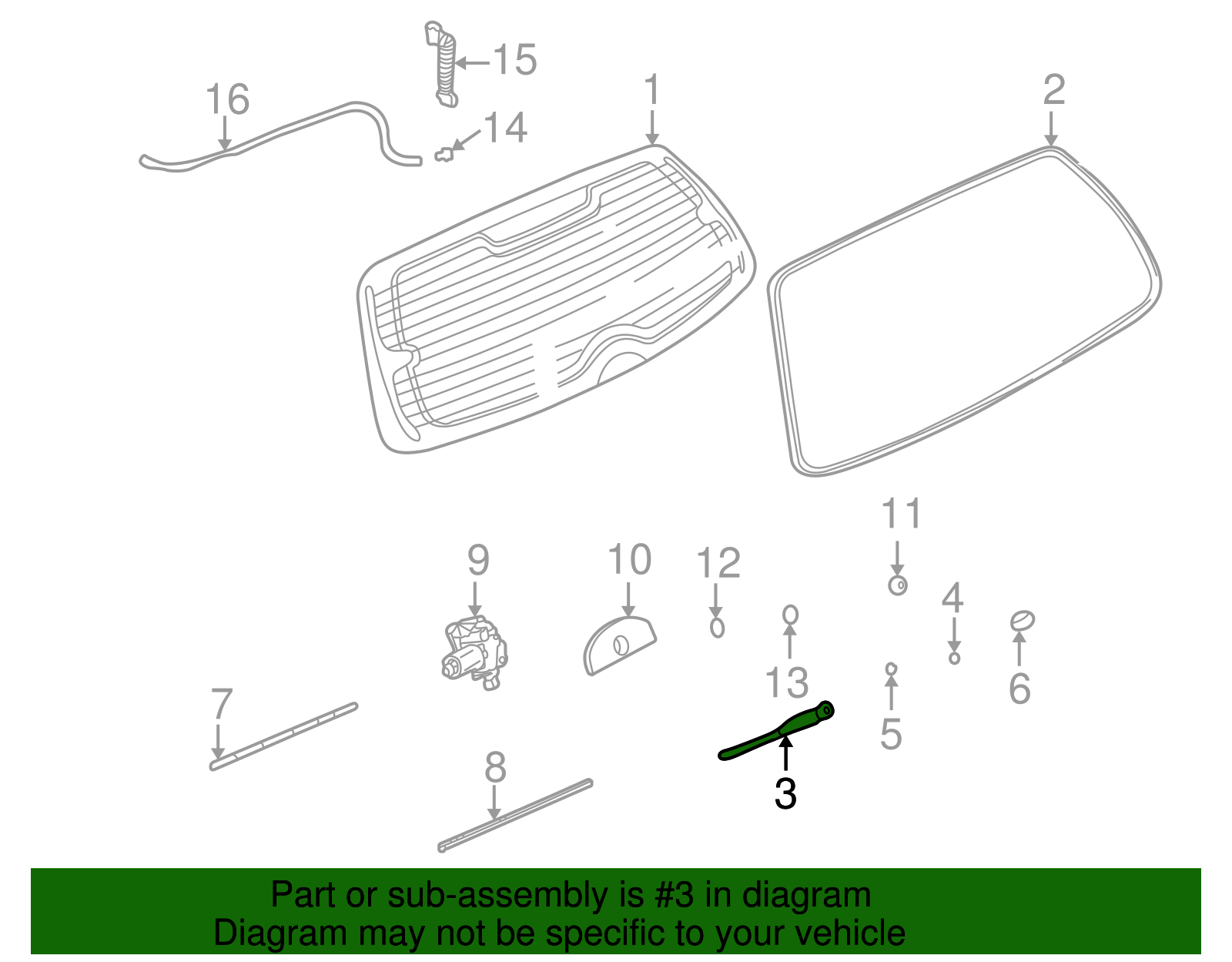Arm Assembly, R/Wdo Wpr - GM (90586925)