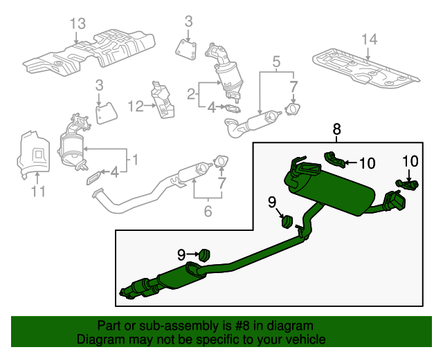 20182019 Cadillac XT5 Exhaust Muffler Assembly with Aftertreatment
