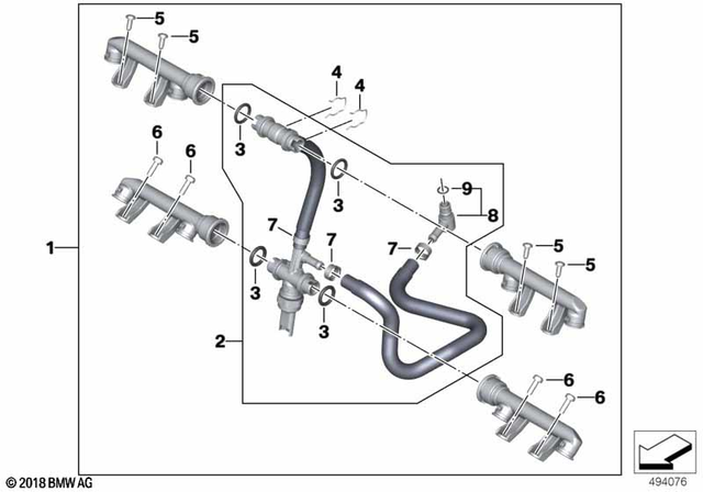 13549444533 - Fuel Distributor With Pressure Sensor 2018-2024 BMW 