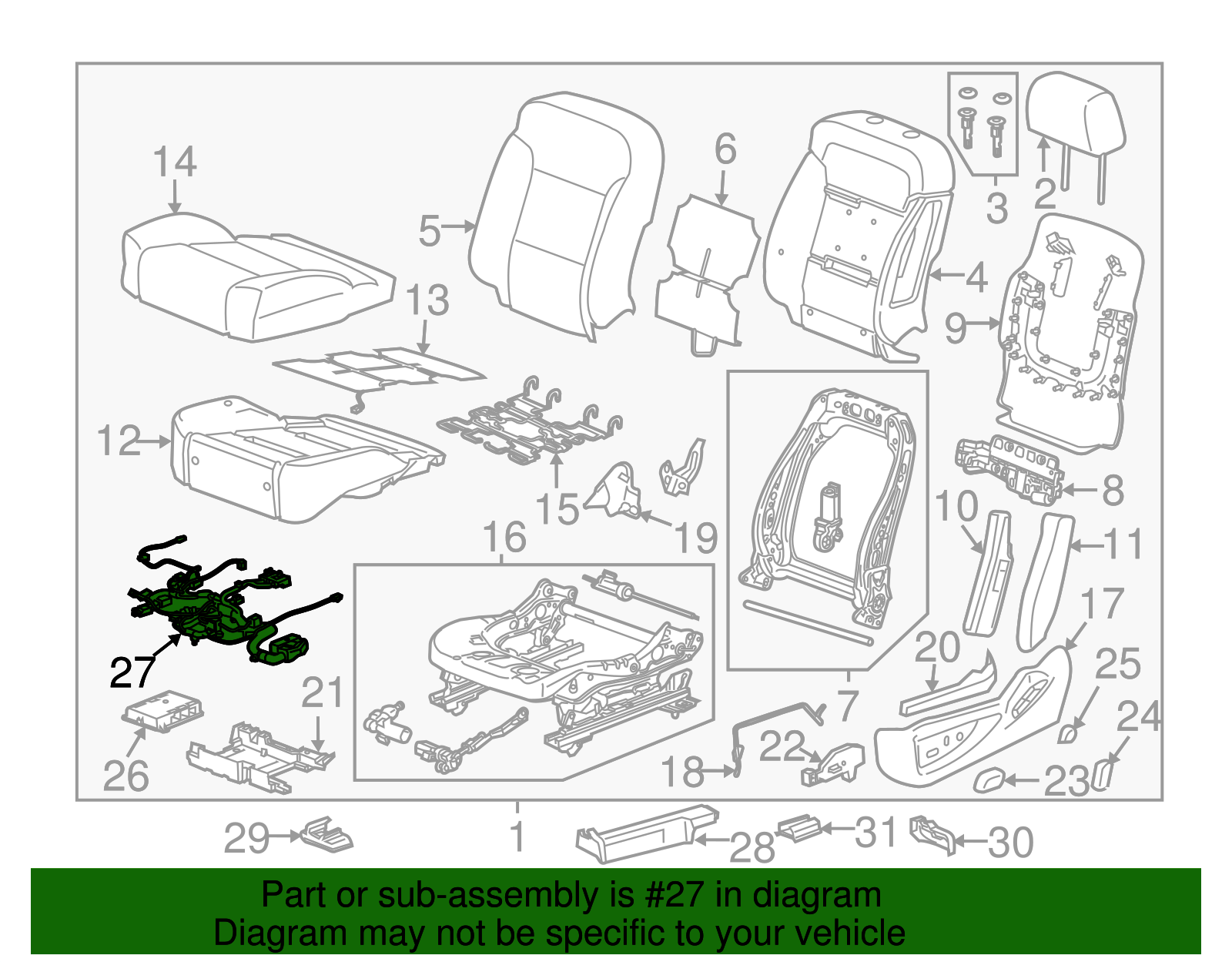 Driver Seat Cushion Wiring Harness - GM (84441137)