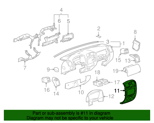 2008 Isuzu Center Bezel 8158527480 Isuzu Parts Center