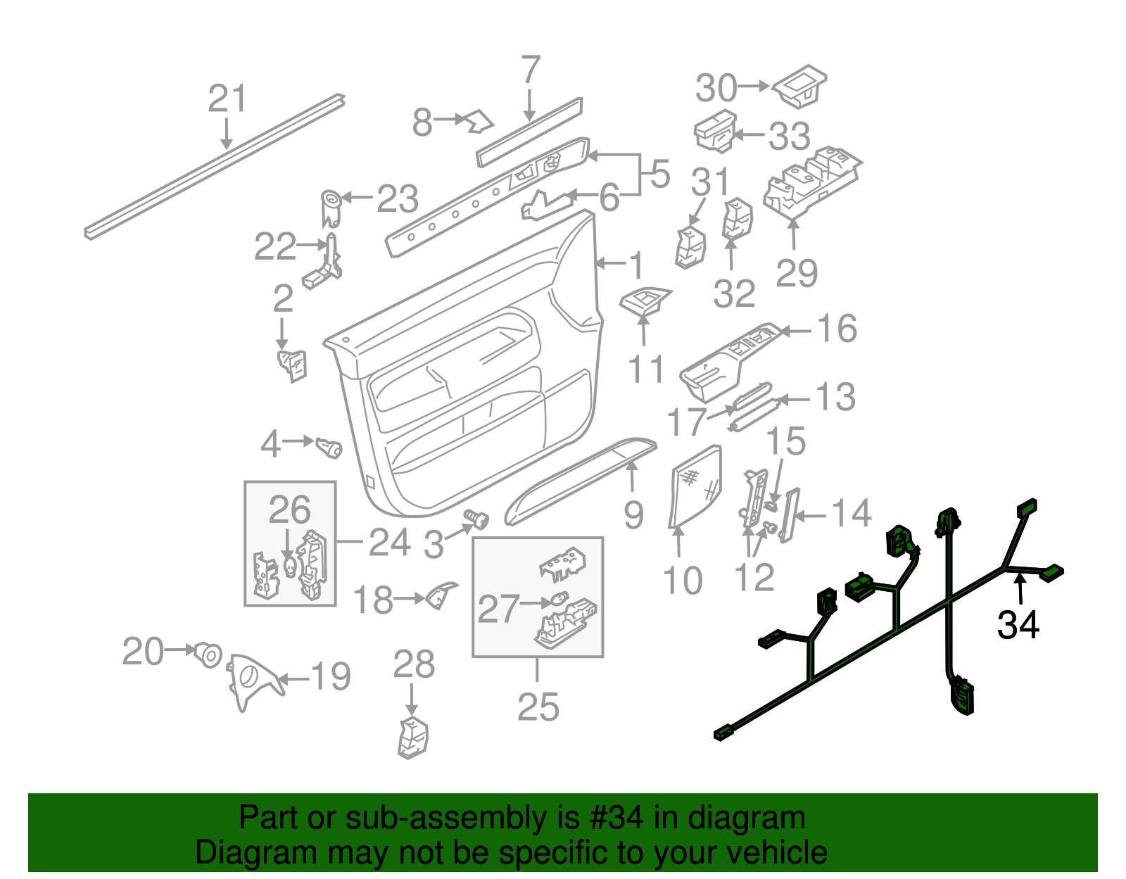 Wire Harness - Volkswagen (7L6-971-121-H)