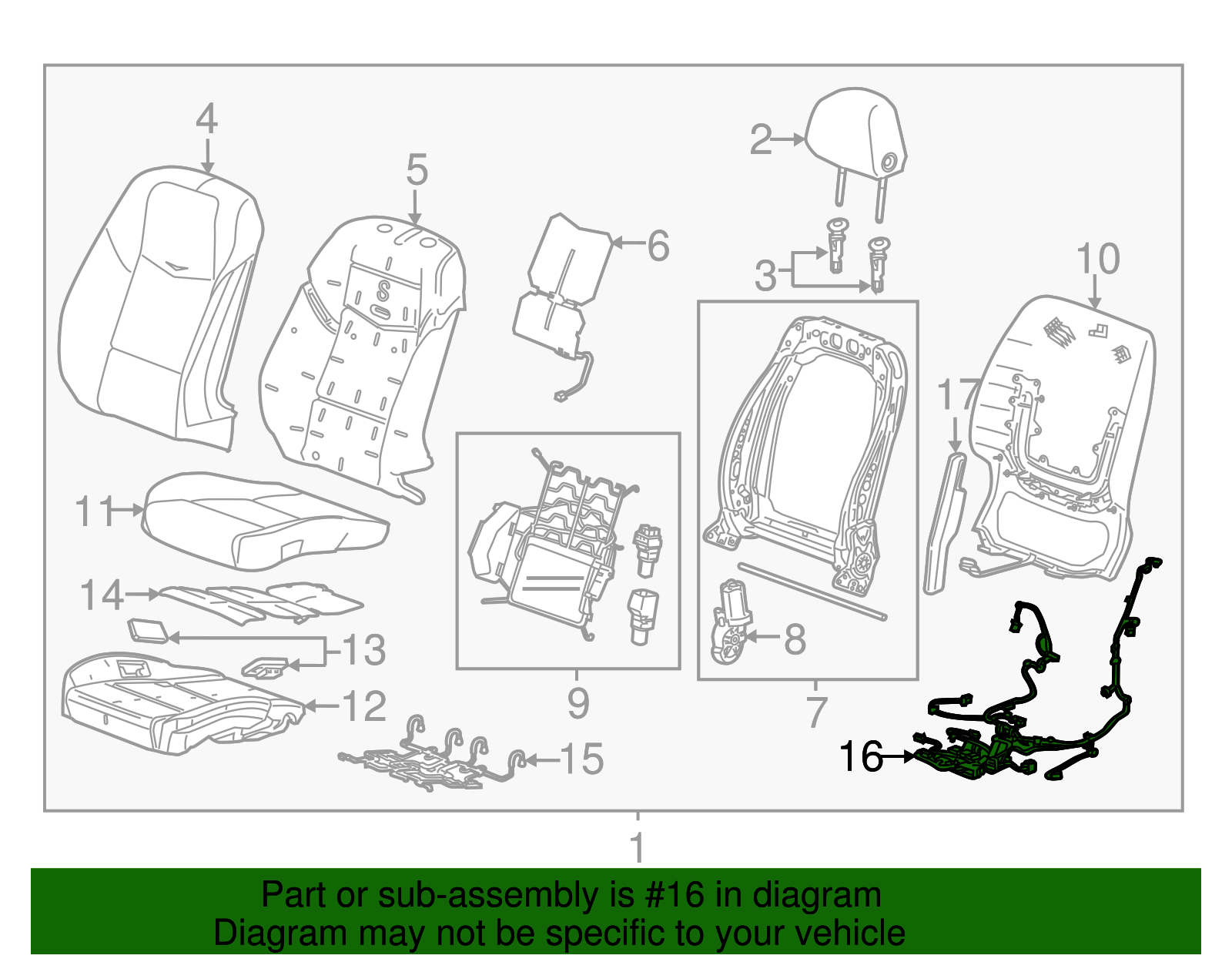 Driver Seat Wiring Harness - GM (84076586)