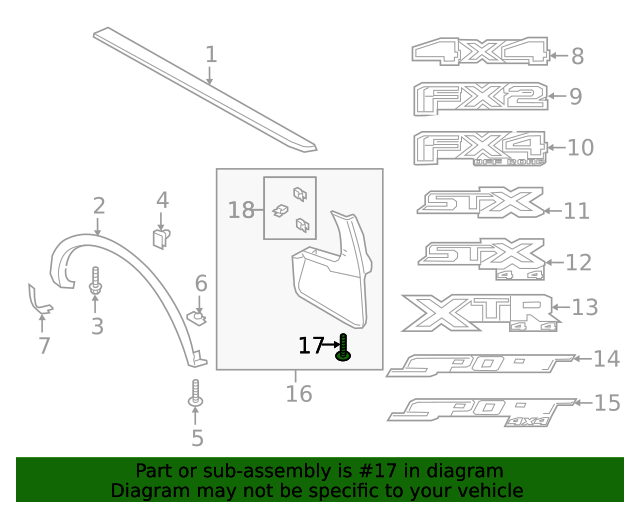 20192020 Ford Ranger Wheel Opening Molding Screw W706332S450B