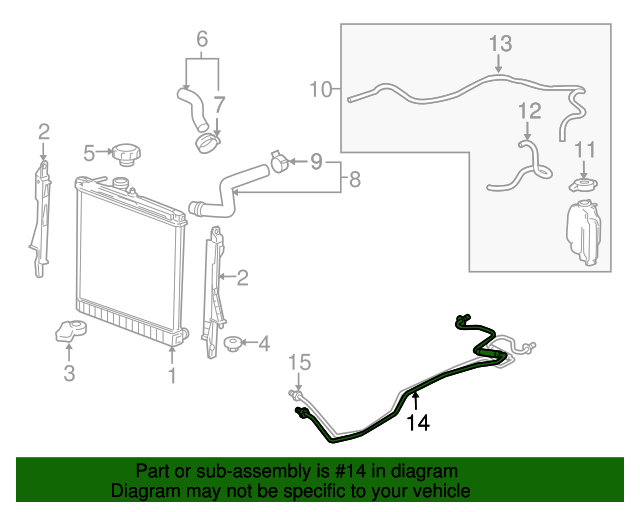 20062008 Hummer H3 Automatic Transmission Fluid Cooler Outlet Line 15196327 GM