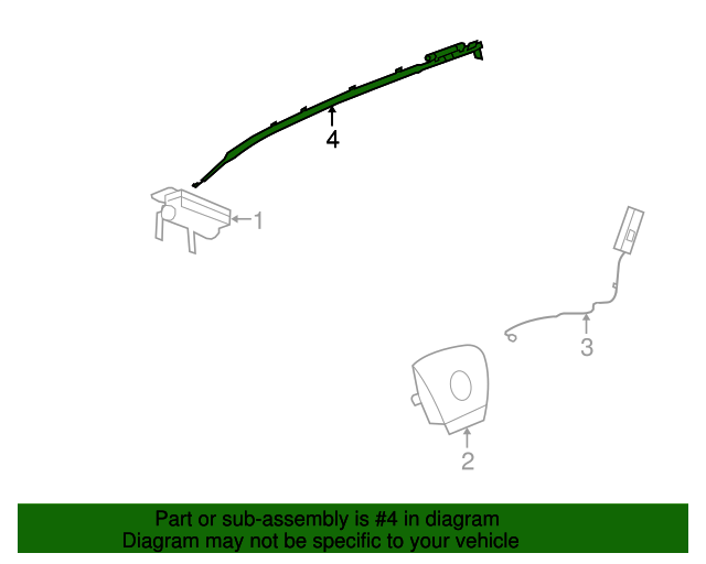 2011 Buick Enclave Passenger Side Roof Side Rail Airbag 22799081 GM