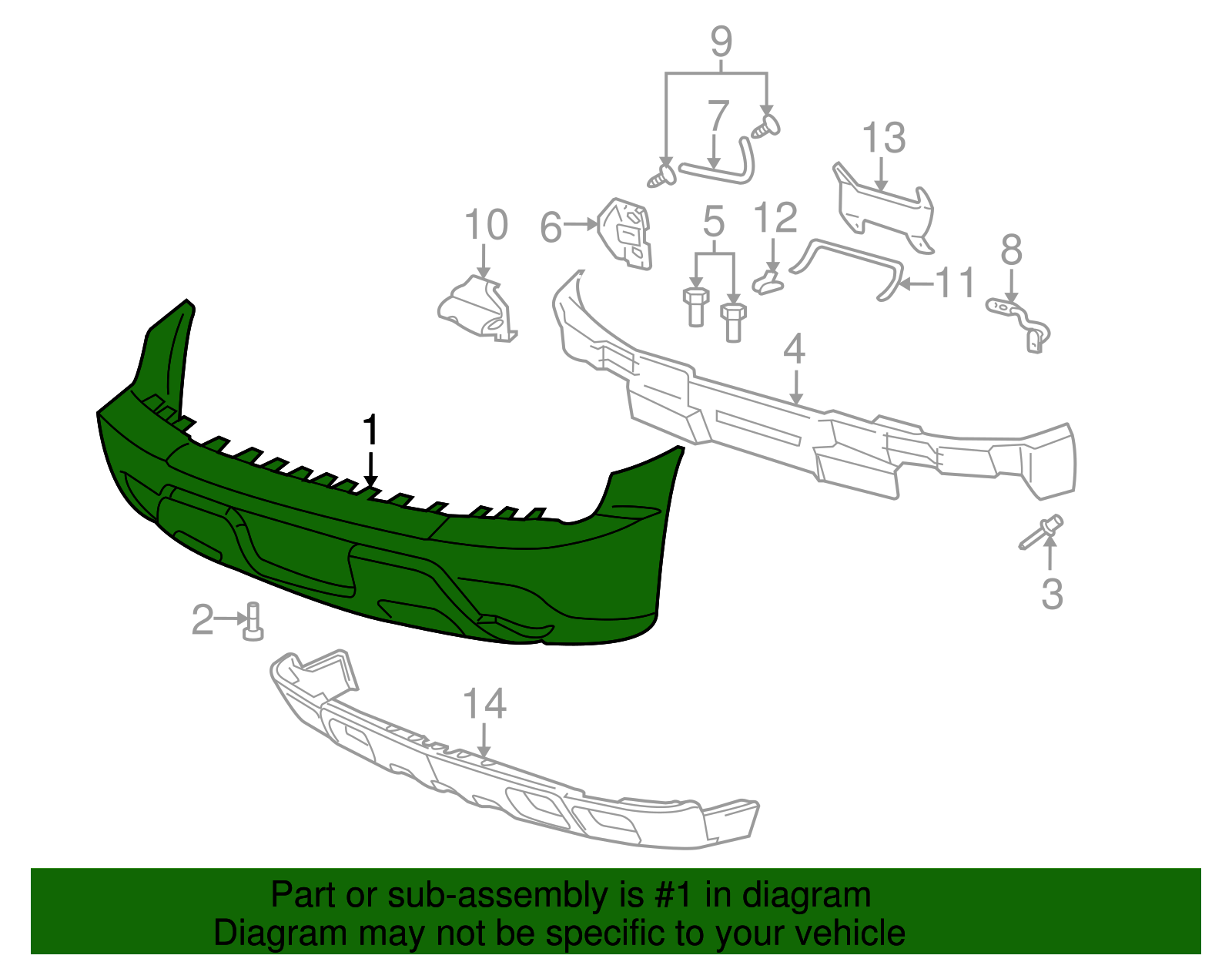 Front Upper Bumper Cover - GM (88944057)