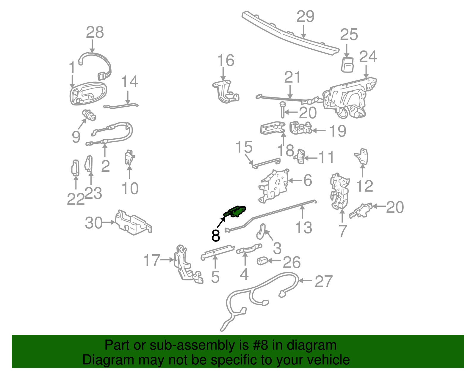 Actuator Assembly, Rear S/D (Left-hand) - GM (12367233)