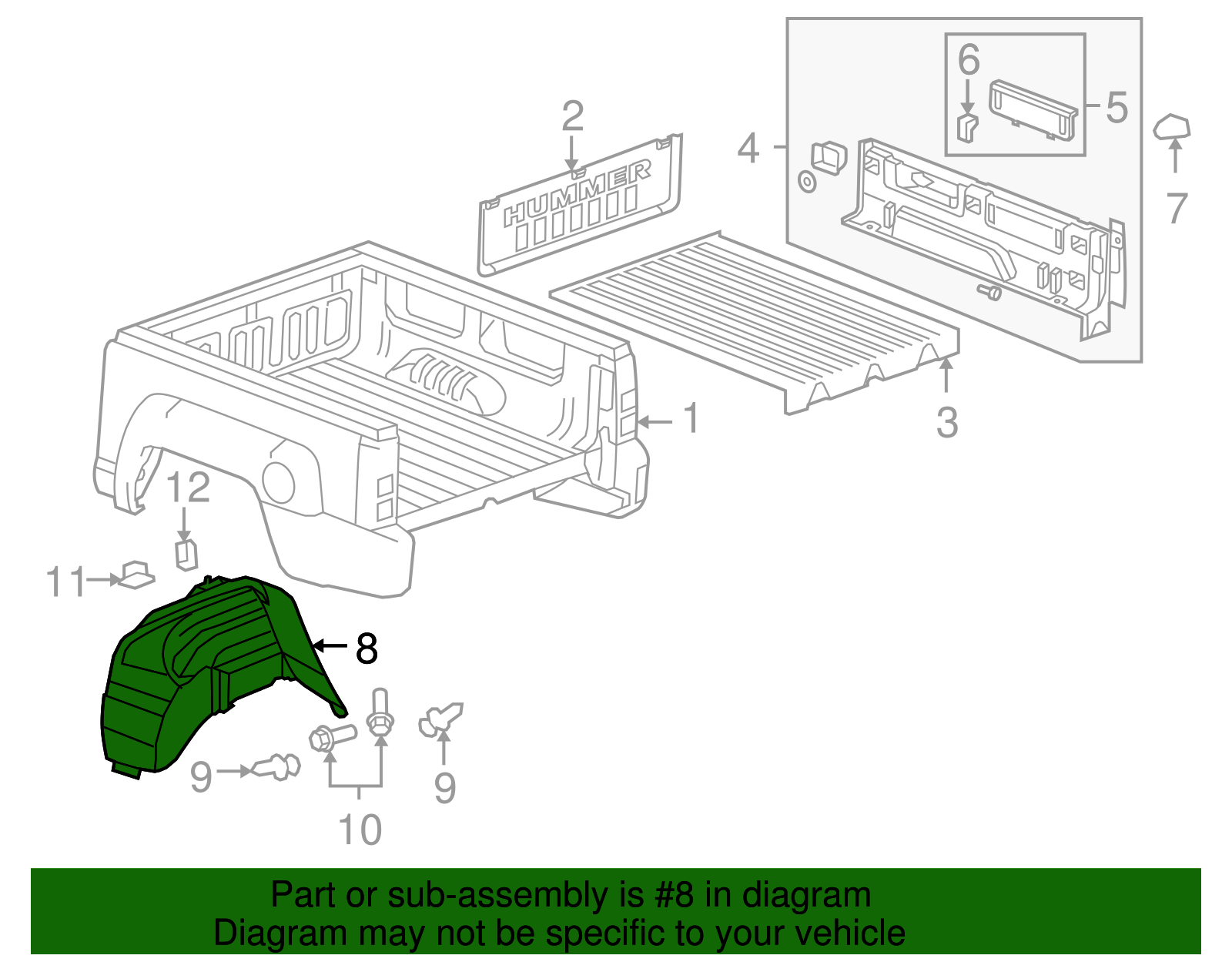 Rear Driver Side Wheelhouse Liner with Retainers - GM (94735919)