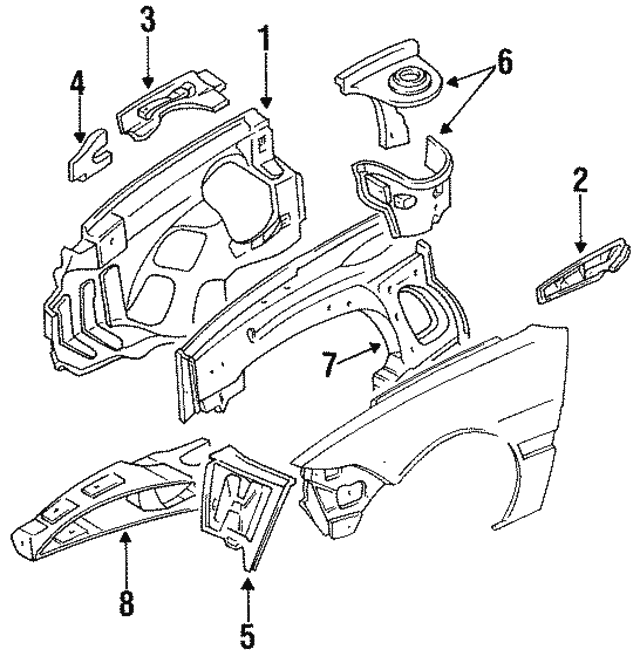 19911994 Mercury Capri Apron Assembly FOJY16054B parkwayford