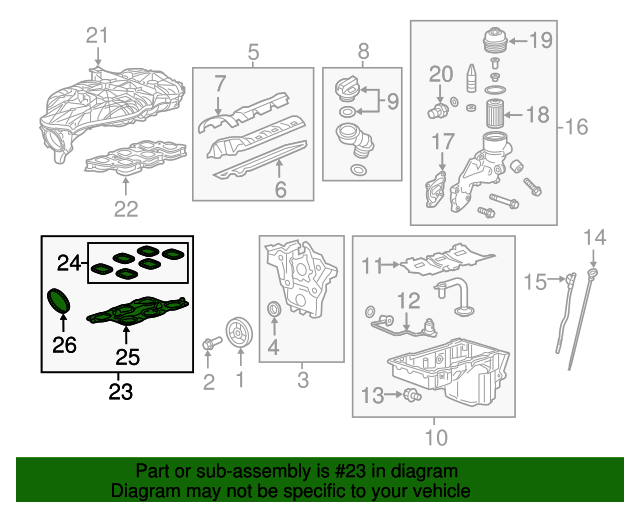 20102020 GM Upper and Lower Intake Manifold Gaskets with Throttle Body