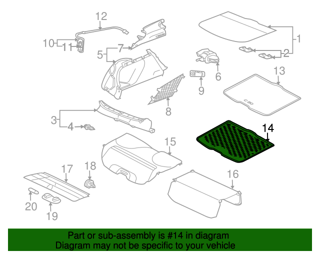 20082013 Volvo C30 Luggage Compartment Mat, Reversible 39801946