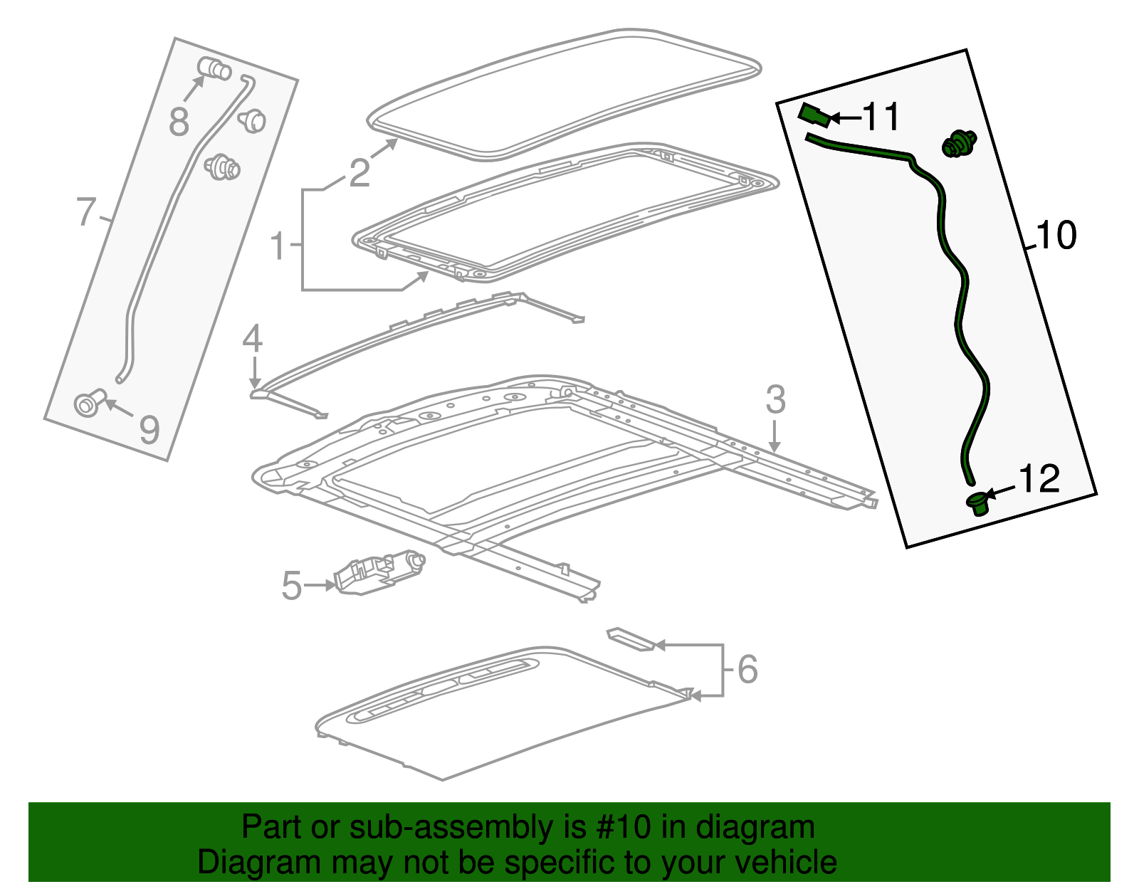 Rear Sunroof Housing Drain Hose with Connector and Clips - GM (95031560)