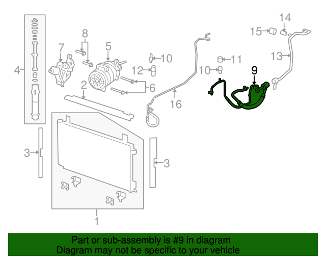 20082009 Pontiac G8 Air Conditioning Compressor Hose 92258780 GM