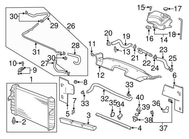 2000-2011 GM Radiator Support Sight Shield Retainer 25695687 | OEM ...