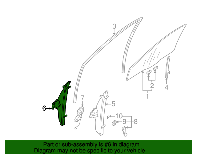 749-026 125-59039R-WOM 381581; 389408 New Window Regulator Front Passenger Side Right RH For 2003 Mitsubishi Evolution /& 2004-2007 Lancer MR991322