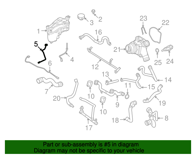 Genuine OEM Reservoir Hose Part# LR006165 Fits 2008-2012 Land Rover LR2 ...