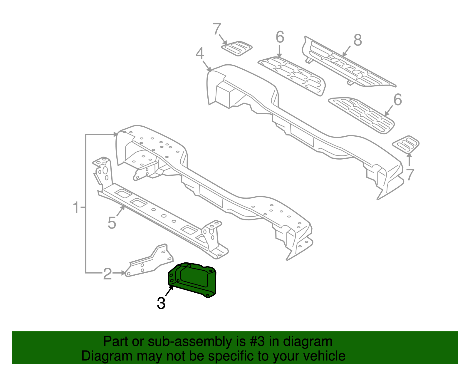 Brace Assembly, Rear Bpr Imp Bar - GM (88944140)