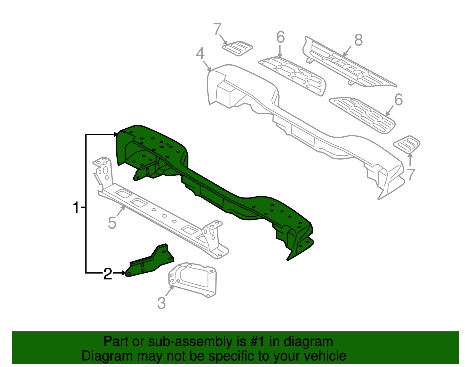 Rear Bumper Impact Bar - GM (88937342)