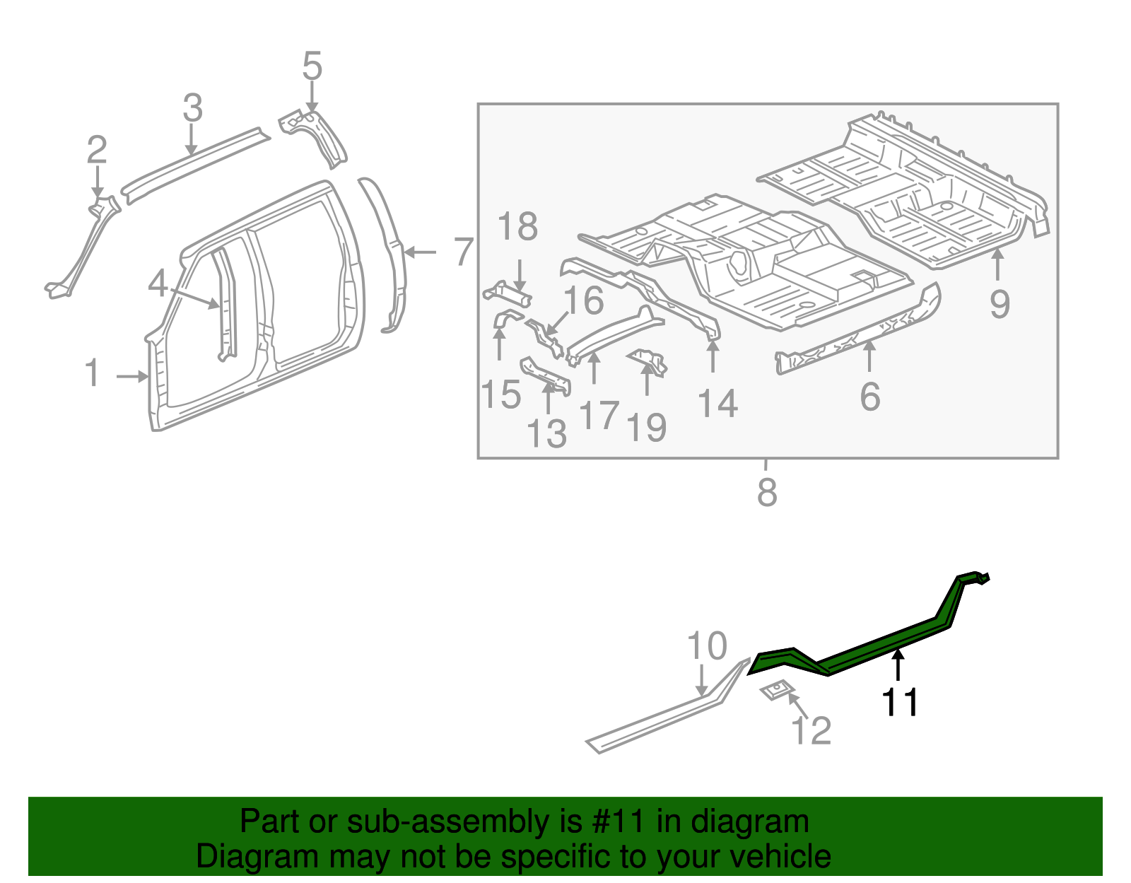 Rear Floor Pan Rear Extension - GM (88937063)