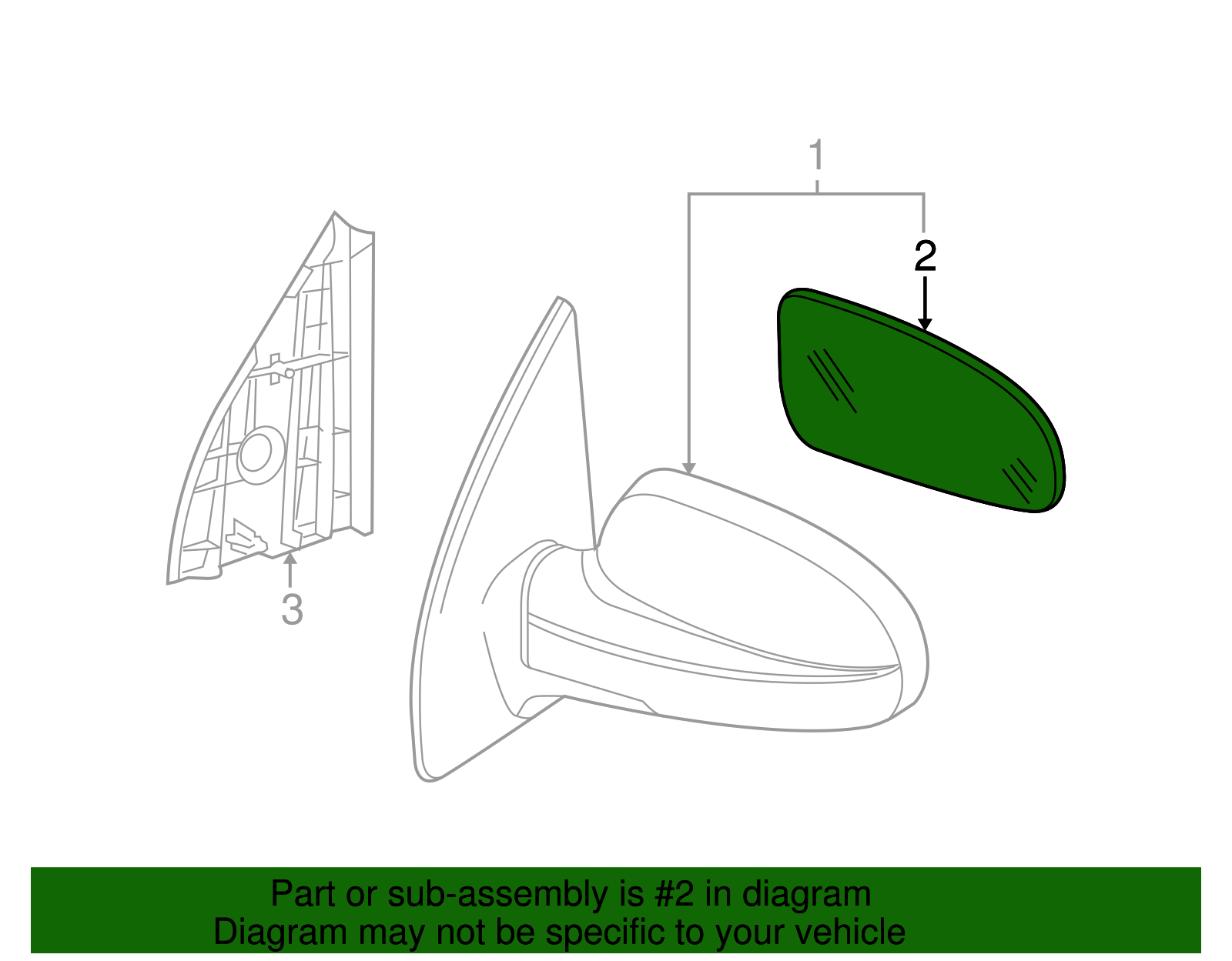 Passenger Side Rearview Mirror Glass - GM (96800778)