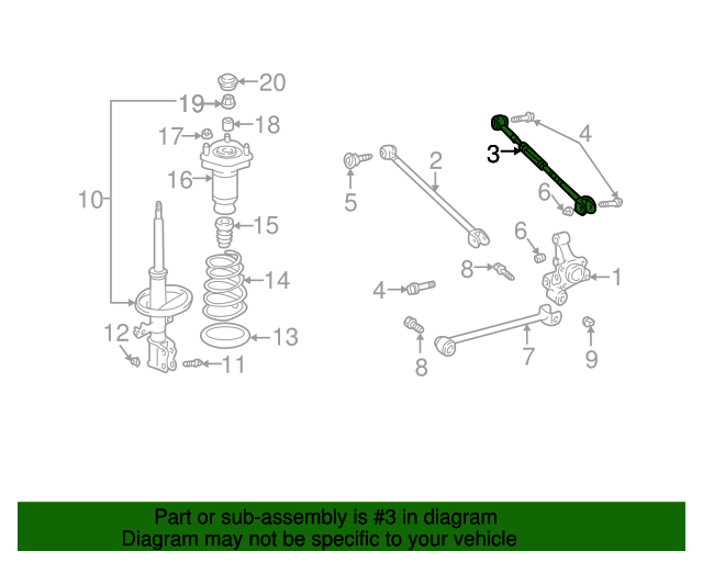 20042007 Toyota Highlander Rear Lower Control Arm 4873048090 Toyota