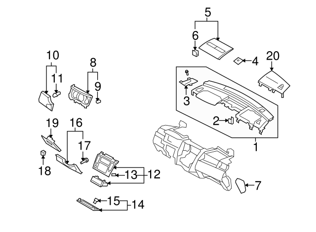 2007-2014 Nissan Instrument Panel Knee Bolster Clip 96938-ED000 ...