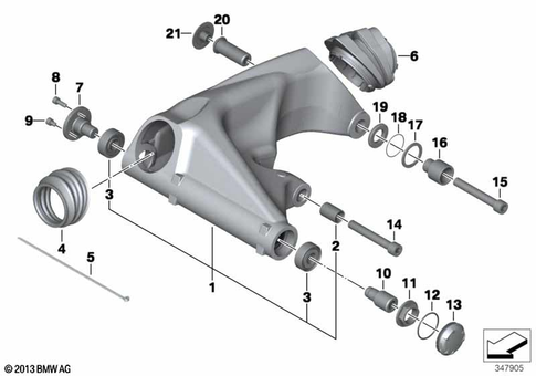 Rear Swing Arm with Bearing, Strut for 2016 BMW-Motorrad R nineT