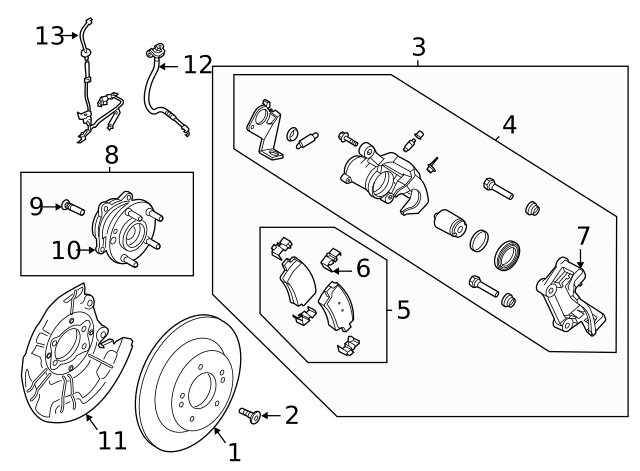 Hyundai - 58302-AAA40 - Pad Kit Rear Disc Brake - 2021-2024 Hyundai ...