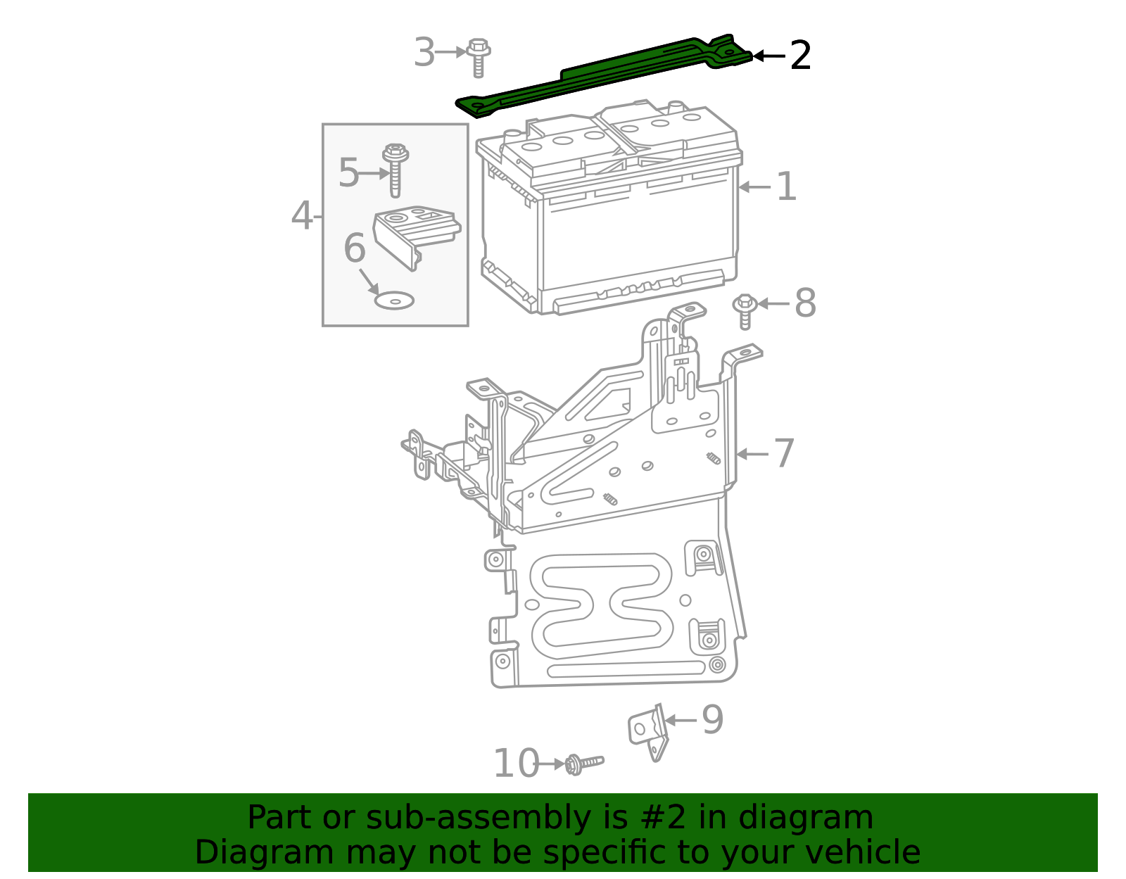 Battery Auxiliary Tray Hold Down Strap - GM (84370827)