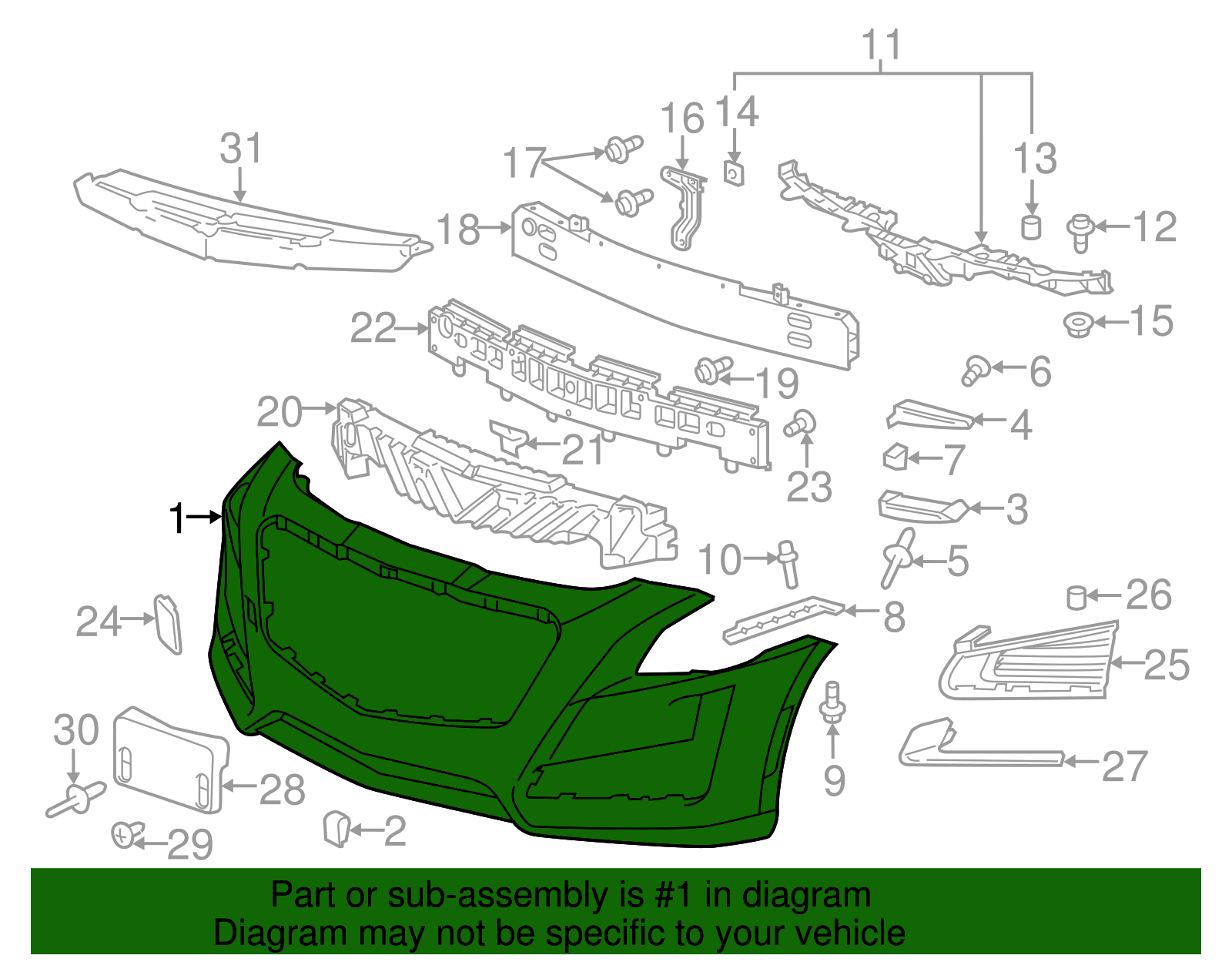 Front Upper Bumper Cover - GM (84033411)