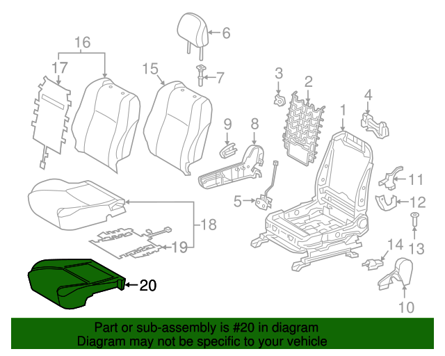 TOYOTA Genuine 71550-02010-J0 Seat Back Assembly TOYOTA Genuine 71550-02010-J0 Seat Back Assembly