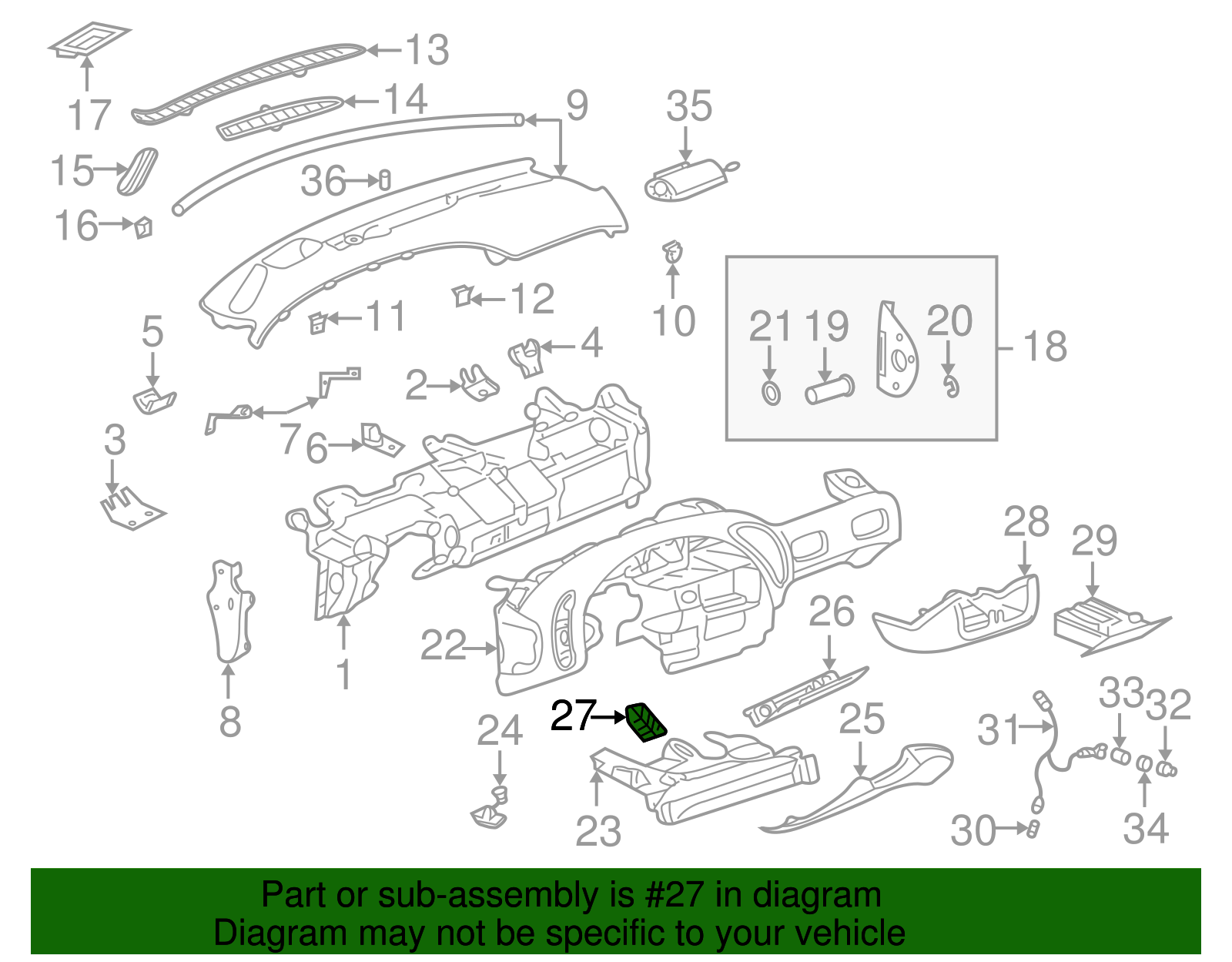 Knee Bolster Bracket - GM (25659639)