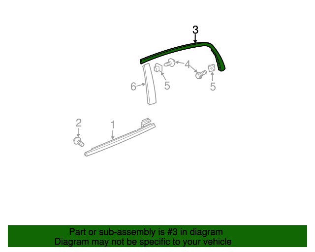 20042008 Acura TL Molding Assembly, L Rear Door Sash *NH1* (Black