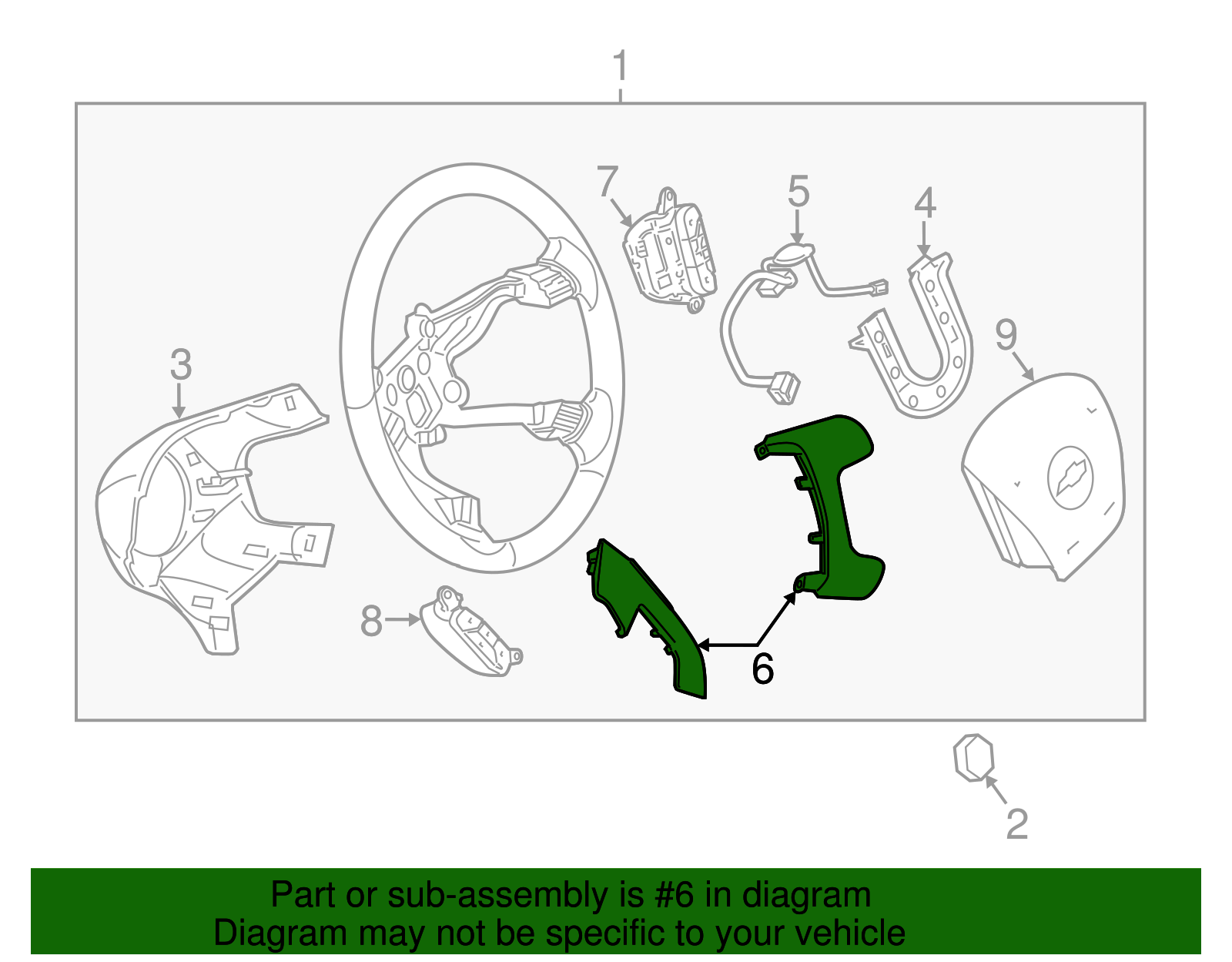 Black Steering Wheel Spoke Lower Cover (Left) - GM (84389092)