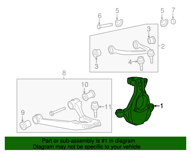 20152020 GM Knuckle Cast Iron/Machined Used Only With Stamped Steel