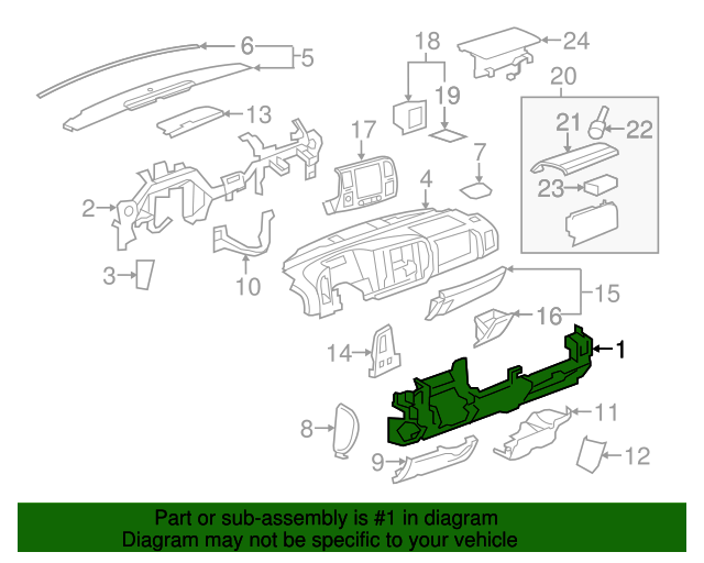 20072011 GM Instrument Panel Trim Panel 25796962 GM Parts Center