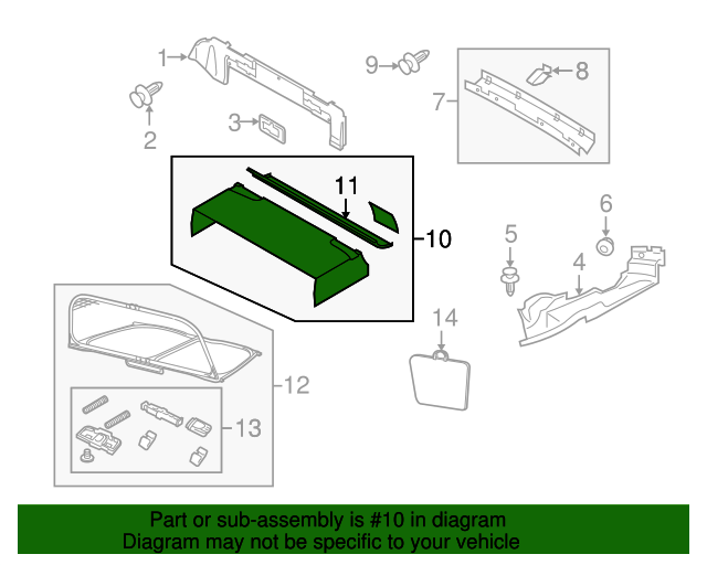 20102017 Audi Convertible Top Stowage Compartment Storage Compartment